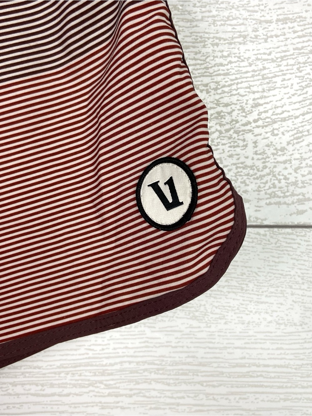 VUORI Mens 32 Cruise Boardshort Red Brown Mixed Stripe Swim Shorts Trunks - Picture 4 of 8